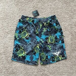 Puma Lamelo Melo Blue Hive AOP Volt Grey Basketball Shorts Size Medium